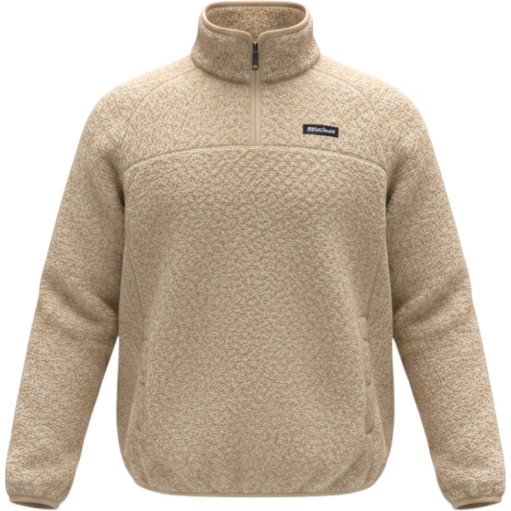 Simply Southern Mens Tan Sherpa Fleece Quarter Zip Pullover Sweater Large